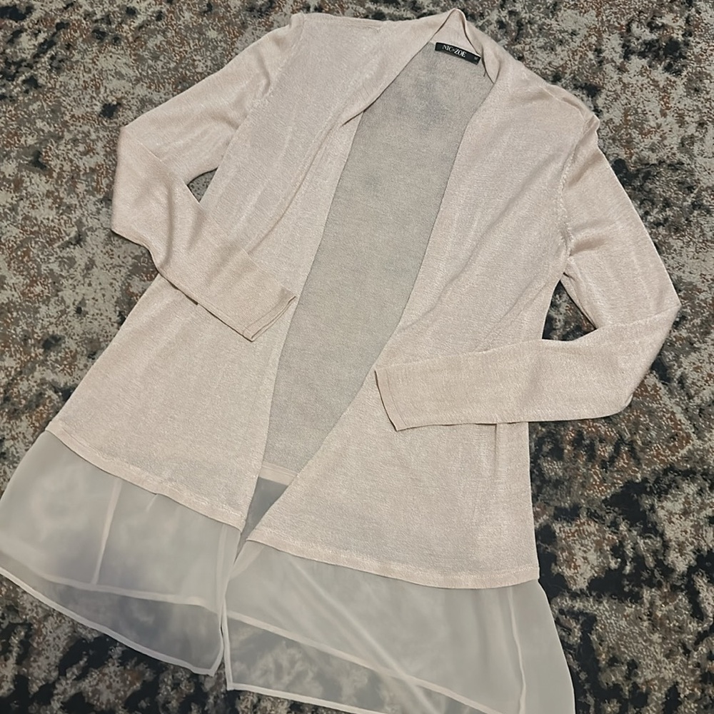 NWOT. Nic+Zoe Elegant Cream featherlight thin Sweater Cardigan. size XS. Silk. - Picture 4 of 6